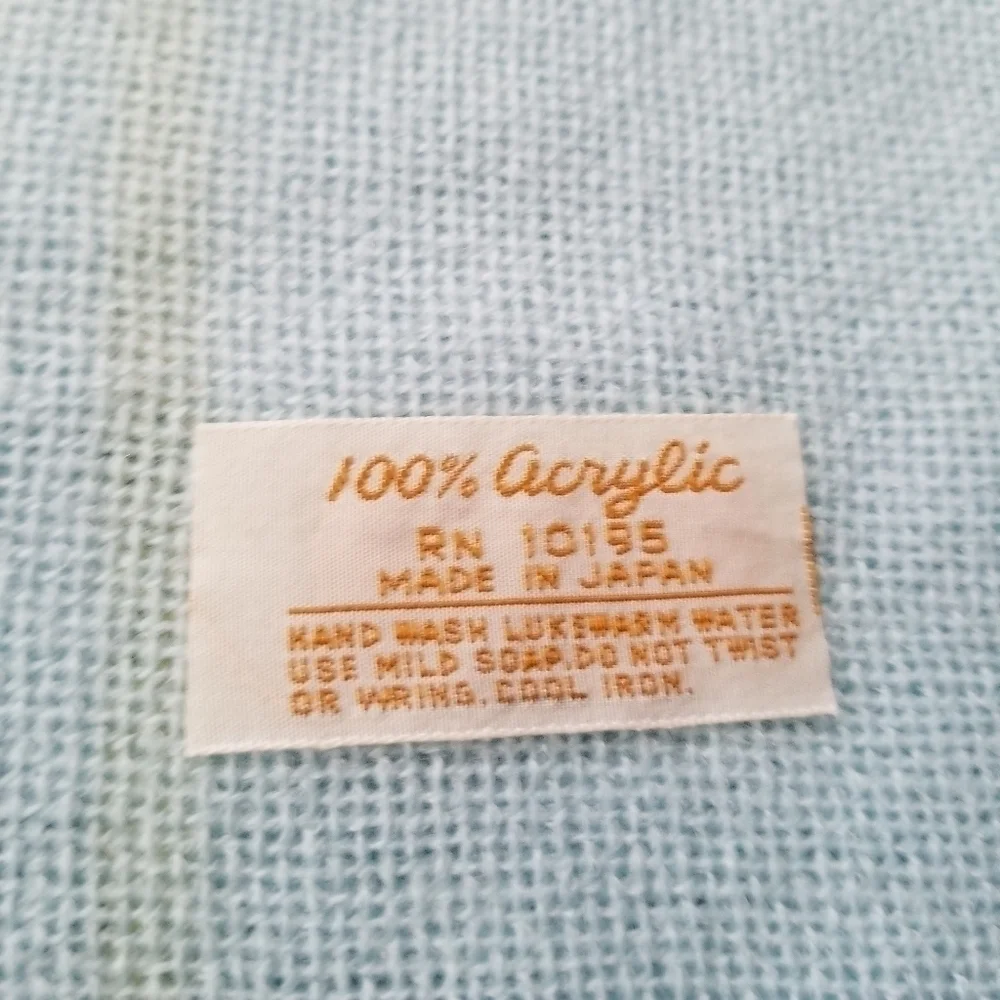 Vintage Ombre Stripe Acrylic Fringe Baby Blanket Pastel Pink Blue NOS Soft Girl
